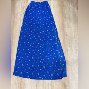 Abercrombie & Fitch Royal Blue Maxi Skirt with Pink Floral Print